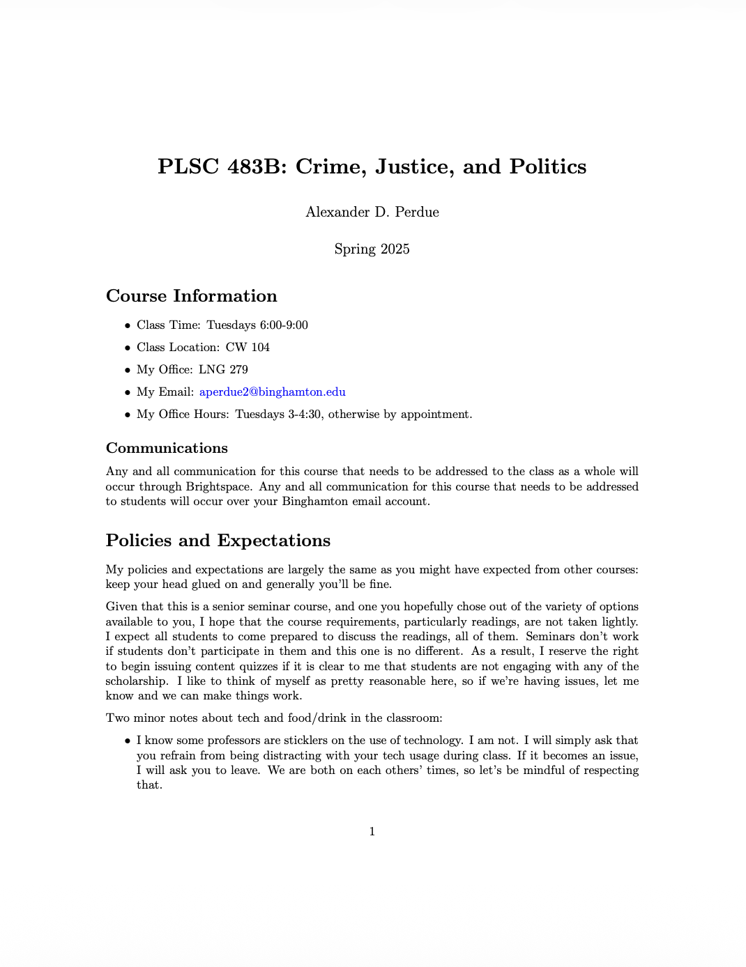 Crime, Justice, and Politics First Page